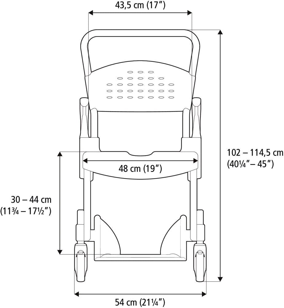 Etac Clean Height Adjustable Mobile Shower Commode