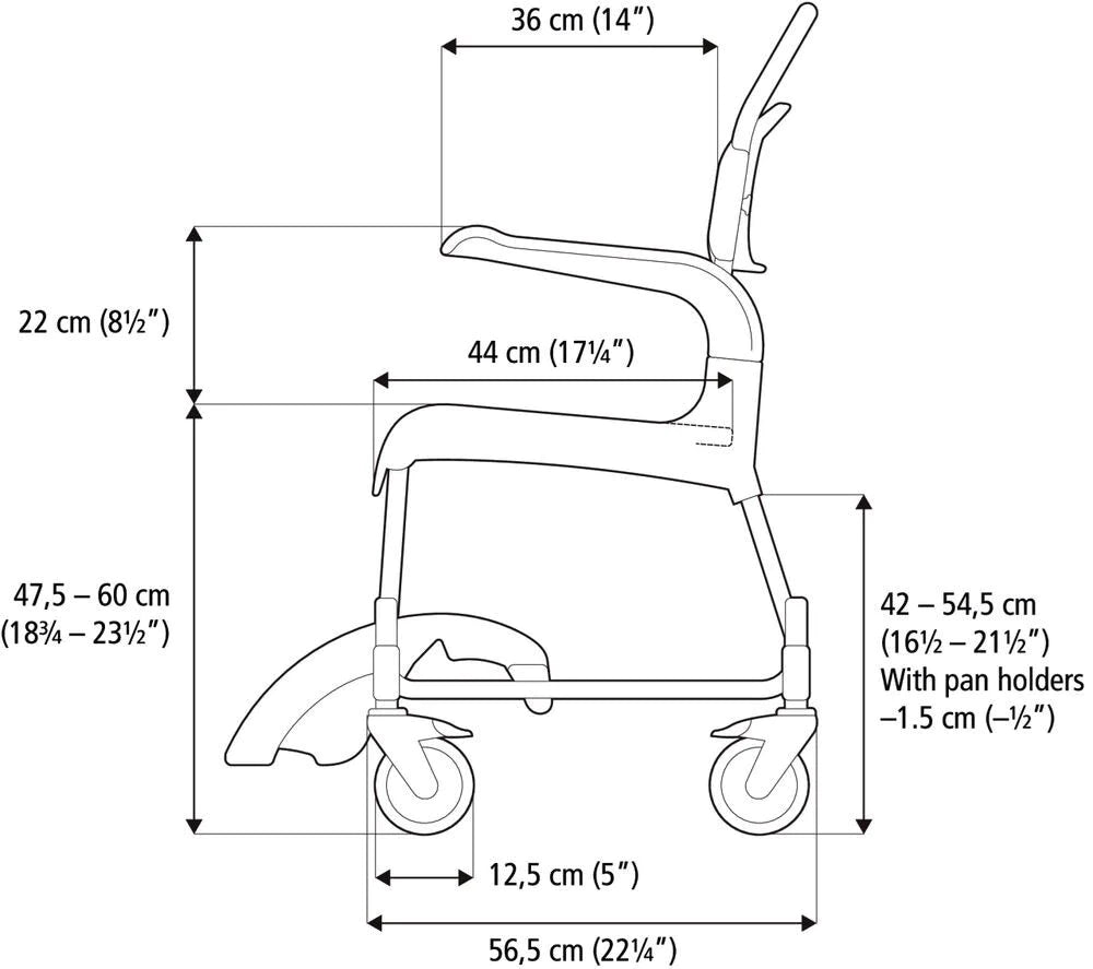 Etac Clean Height Adjustable Mobile Shower Commode